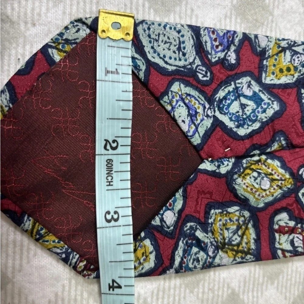 Tino Cosma 100% Italian Silk Necktie Red And Blue Pattern